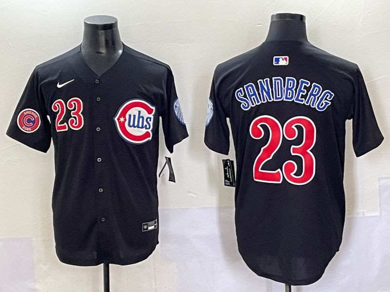 Men 2025 Chicago Cubs #23 Sandberg Black Fashion Retro Nike MLB Jersey style 2->chicago cubs->MLB Jersey
